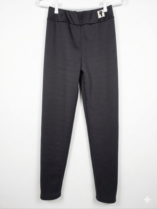 Unknown Pants - ​Sherpa Lined Fleece Leggings Charcoal Grey Thermal Winter Pants Cat Detail
